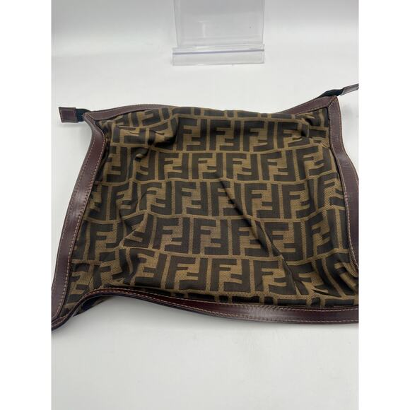 Vintage FENDI  Zucca Flat Bag Brown Canvas Clutch - Picture 5 of 11